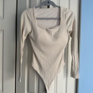 Klassy Network Cream Ribbed Bodysuit